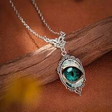 1pc Fashionable Multicolor Eye Pattern Oval Alloy Glass Pendant Necklace, Perfect Accessory For Birthday Gifts And Party Celebrations, Ideal For Jewelry Lovers, Birthday, Holiday, Christmas, New Year, Gifts