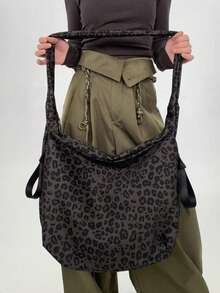 1 Stück modische Nylon Schultertasche für Frauen, große Kapazität einfarbige Umhängetasche mit festen Trägern, faltbares Design, Reißverschluss, Polyesterfutter, verstärkte lässige Tragetasche