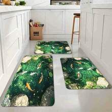 1PC Rectangular Printed Floor Mat--" Koi Pond Area Rug – Vibrant Japanese Koi Fish Design With Lush Greenery, Perfect For Living Room, Bedroom, Or Office Decor – Durable And Easy To Clean – Enhances Tranquility In Any Space"--Soft, Comfortable, Easy To Clean, Suitable For Corridor Bathroom, Bedroom, Kitchen, Porch, Laundry Room, RV Outdoor Decoration Holiday Decoration Three Sizes Are Available - 黑色 - 查看 2