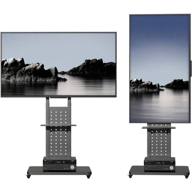 テレビスタンド キャスター付き 縦横 90°回転 昇降式 荷重50kg テレビスタンド 90度画面回転 大型モニタースタンド キャスター付き