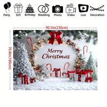 1pc Winter Christmas White Snow Scene Background Banner With Candy Canes And Silver Wig Design, Suitable For Home Decoration, Festival - New Year Party Decoration, Indoor And Outdoor Event Wall Decoration, Christmas Decorations - Multicolor - View 7