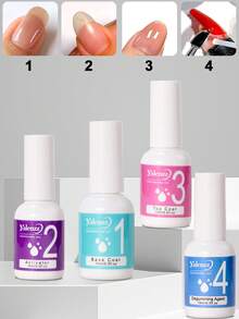 Gel Top Coat Base Coat Gel Set, French Nail Art Pro Collection System For Starter Manicure Salon DIY At Home,Long-Lasting,Suitable For Nail Art Starter Manicure Salon Home DIY For Girls Women. - Multicolor - View 1
