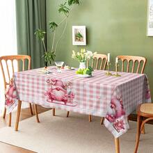 1pc/10pcs Christmas Pink Plaid Gnome Tablecloth Decor, Suitable For Dinner And Picnic, Waterproof And Easy To Clean Tablecloth For Dining Table Party, Rectangular Home Decor For Dining Table, Bar, Coffee Table, Outdoor Picnic, Restaurant Patio, Party Decor, Gift For Holidays, Indoor And Outdoor Use, Available In Multiple Sizes