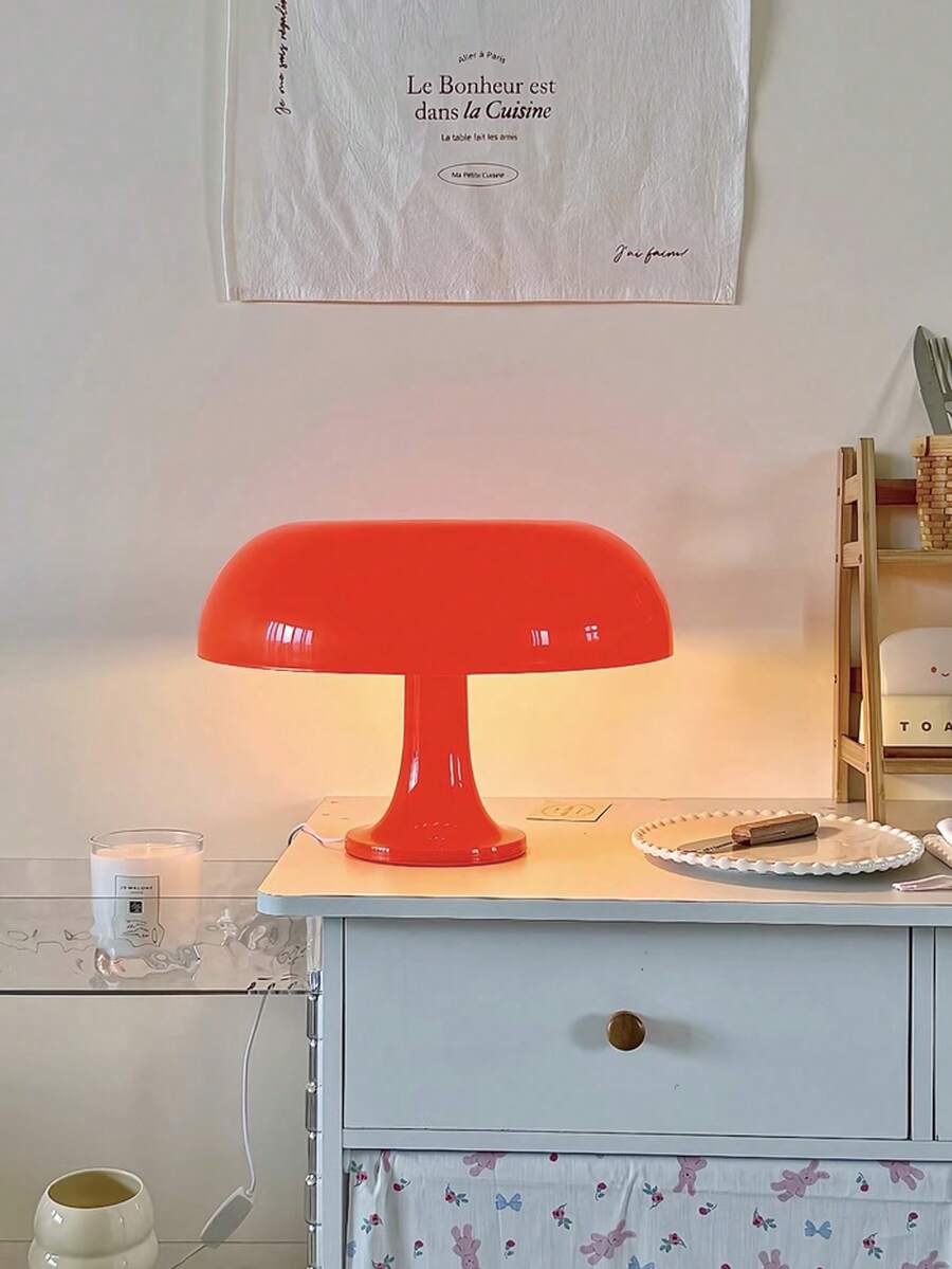 1PC Minimalist Mushroom-Shaped LED Table Lamp - USB-Powered Ambient Light For Bedrooms, Study Corners, And Modern Living Spaces, Orange/White
