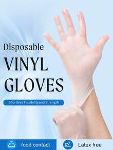 100pcs Disposable PVC Gloves, Waterproof & Durable, Suitable For Kitchen, Cleaning, Dishwashing, Painting, Crafts, Household Essential