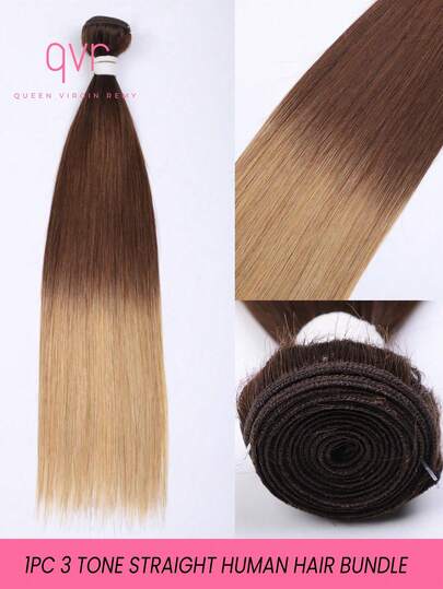 QVR 100% Real Human Hair Bundles Yaki Straight Virgin Remy Human Hair Weave 12 To 18 Inches Weft Sew In Human Hair Extensions 95g Per Piece