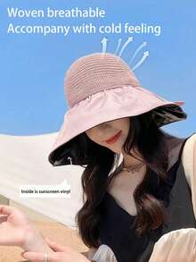 Women's Outdoor Sports Hiking Hat, Summer Large Brim Black Waterproof Bowknot Sun Hat With Face Cover, Foldable Sun Protection Hat