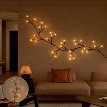 1 Stück 4,75ft 45-LED warmweiße Birkenzweig-Lichterkette, batteriebetriebene dekorative Beleuchtung für Zuhause, Wohnzimmer, Schlafzimmer, Blumenkranz, Lichterkette für Weihnachten, Thanksgiving, Halloween