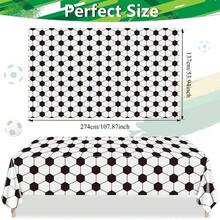 6 buc. față de masă de unică folosință pentru decorațiuni de petrecere, 137 * 274 cm / 54 * 108 inci, față de masă simplă cu model de fotbal alb-negru, potrivită pentru diverse petreceri tematice și decorațiuni de zi cu zi.