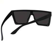 1 Piece Fashion Large Frame Integrated Glasses 2024 New Model Unisex Street Shooting Glasses - 黑色 - 查看 6