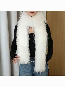 1pc European & American Style Faux Feather Scarf, Fashionable & Warm Neck Wrap, Luxury Formal Shawl