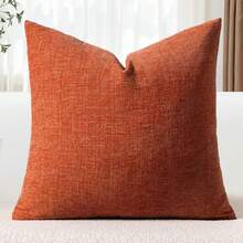 1 件砖红色（不含枕芯）多色纹理抱枕套，现代农舍雪尼尔立体纹理透气靠垫套，适用于卧室、餐厅、床、沙发、汽车、装饰、所有季节 - Rust - 查看 12