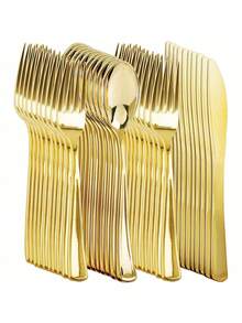 150pcs Gold Cutlery Set, Including Gold Spoons, Forks And Knives, Suitable For Parties, Birthdays - Gold - View 7