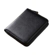 1pc Aiyo Fashion High-Quality PU Leather Mini Card Holder - Slim Card Case, Wallet Credit Card Holder, RFID Blocking Card Protector, Compact Design, Durable & Stylish, Unisex Zipper Wallet (A Classic Black)