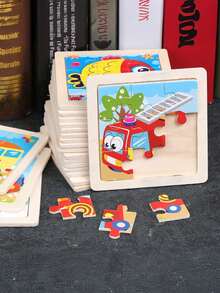 1/4/6/8/12/40片装儿童9片装木制拼图,卡通动物认知拼图套装,儿童益智玩具,恐龙、海洋动物、交通工具、昆虫系列拼图,蒙特梭利玩具,拼图游戏,儿童礼物 - 彩色 - 查看 10