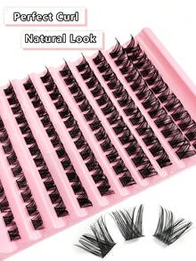 Asiteo 120片装 D型卷翘DIY假睫毛簇，8-16mm混合自然款假睫毛，浓密纤长款簇状假睫毛，卷翘单根假睫毛，纤细纤长款假睫毛，打造卡通般纤长美睫，适合新手在家使用 - D - 查看 4