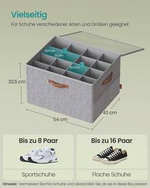 Shoe Organizer Shoe Storage 16 Pairs Shoe Box Handles Space Saving Storage Box with Clear Lid Adjustable for Closet Grey - Taubengrau - Übersicht 4