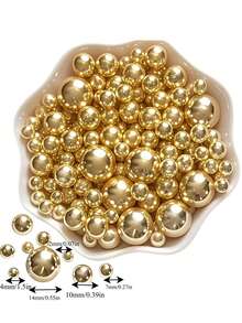 Assorted Size Shiny Pearls - Vase Filler And Tabletop Decor, Suitable For Weddings, Birthdays, Christmas - Durable Plastic Candle Centers And Floral Accents (No Holes Needed), Candle Decor, Holiday Decor, Elegant Style, Metallic Surface