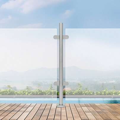 304 Stainless Steel Railing Post 90cm Center Post Glass Railing Post Silver Middle Post