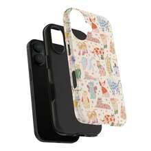 Aesthetic Cat Phone Case - Retro Kawaii Cats With Fun Outfits  Vintage 70s Floral & Polka Dot Pattern  Cute Animal Lover Gift  Compatible With IPhone 17 Pro Max 16 Plus 15 14 13 12 11 Air - 混合色1 - 查看 6