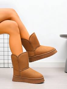 5cm Erhöhung Damen Outdoor Schneestiefel bis zur Mitte des Knöchels, warmes Fleecefutter, rutschfeste Sohle, Winterstiefel für Damen