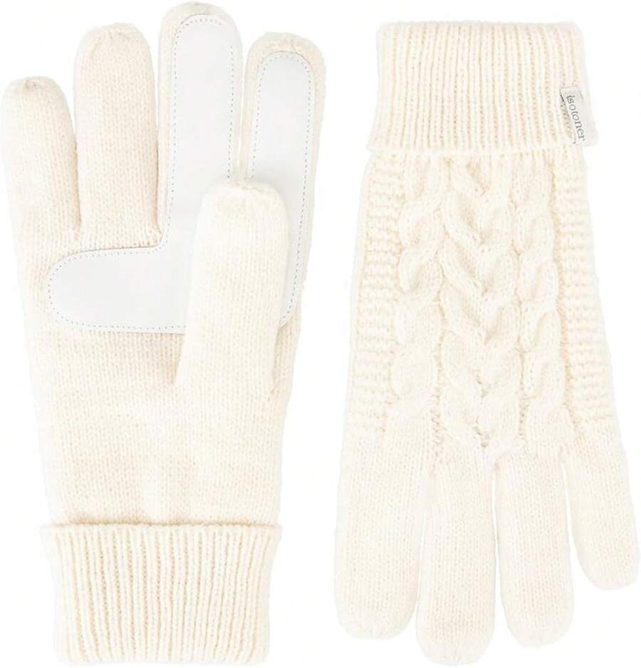 Isotoner SmarTouch Solid Triple Knit de la mujer Guante con palma Parches - Marfil - Ver 1