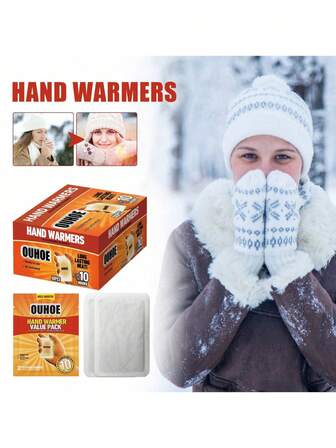 1/6/10/20/30/40片装冬季一次性自发热保暖贴，适用于手脚腰腹部，提供舒适持久的温暖，适合户外运动（跑步、骑行）、办公室工作、居家休闲以及女性生理期使用。一次性设计，卫生安全，可全天贴于衣物上。圣诞礼物、暖手贴、男士礼物、圣诞袜填充物、可充电暖手贴。