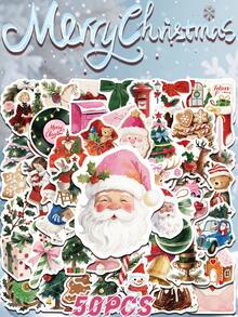 Christmas 50Pcs Creative And Quirky Christmas Aesthetic Stickers Funny Santa Claus Christmas Tree And Other Christmas Atmosphere Decoration Stickers Christmas Gifts Are Perfect As Notebooks, Phone Cases, Notebooks, Tablets, Skateboards, Guitars, Parties, Suitcases, Suitcases, Packaging Boxes, Helmets, Envelopes, And Also As Graduation Season, Back-To-School Season Gifts, Christmas Gifts, Birthday Gifts, Etc - Multicolor - View 1