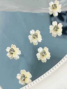 Nuevos Sakura con puntos dorados y diamantes, materiales de tienda de manualidades DIY para accesorios para el cabello como pasadores, placas de flores de resina DIY para abanicos de novia y otros accesorios florales de mano