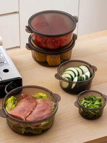 3件套圆形食品储物盒，适用于冰箱和微波炉的厨房收纳盒 - 彩色 - 查看 4