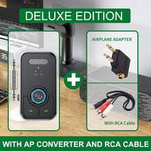 VAORLO 升级版蓝牙 5.4 音频接收器发射器 3.5 毫米 AUX HiFi 立体声音乐无线音频适配器带麦克风免提通话车载套件扬声器蓝牙耳机电视电脑飞机 - 彩色 - 查看 14