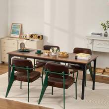 Rectangle Dining Table, 71 Inch Length Large Wood Tables For 6-8 Person, Farmhouse Dinner Furniture, Rustic Conference Desk With Iron Legs, For Home Kitchen Living Room, Brown(Only Table) - Brown - View 9
