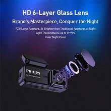 Philips 1080P Front Dash Cam With Philips High-Speed Card, WiFi APP Dash Camera For Cars, HD Night View Mini Dashcam Support G-Sensor Parking Monitor (Connect The Car Power Supply For Use)