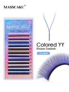 MASSCAKU 12 Rows Colored Lash Extensions White Pink Red Brown Yellow Green Blue Purple Mix Color 0.07mm C/D Curl Colorful Blooming Lashes Extension Colored Y Shaped Eyelash Individual Single Classic Eyelash Extensions - Multicolor - View 21