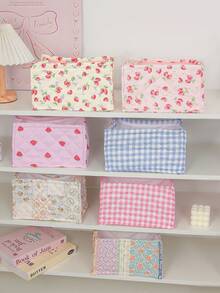 1 Peça Cesta de Armazenamento Acolchoada de Mesa Bonita e Prática, Cesta de Armazenamento de Miudezas de Mesa, Cesta de Armazenamento de Batom, Pincel de Maquiagem e Produtos de Skincare, Ornamentos de Mesa, Caixa de Armazenamento de Cosméticos, Usada para Armazenar e Organizar Pincéis e Produtos de Skincare, Decoração de Mesa, Armazenamento de Fone de Ouvido e Batom, Cesta de Piquenique Portátil