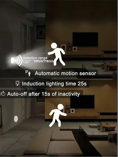 Pieces Of Warm White/Cold Wit Motion Sensing Night Lights Adjustable Brightness, Automatic On/Off, Perfect Bedside, Staircases, Under Cabinets Wardrobes, Bedroom view 3