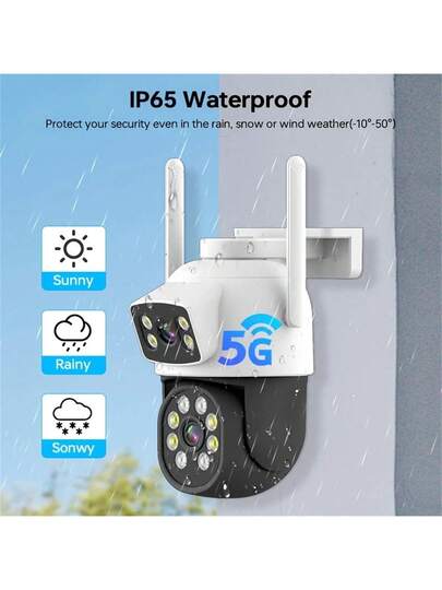 2.4G/5G WiFi Dual Lens Outdoor Surveillance Camera, High Definition Intelligent Monitoring Display Of Static Moving Images, PTZ Featuring Night Vision Function, Motion Detection, 355° Pan Tilt Rotation 90° Elevation Vision, Two Way Audio, Alert, Application Control, CCTV Camera Connected To Mobile Phone, Wand Mounted Security Indoor