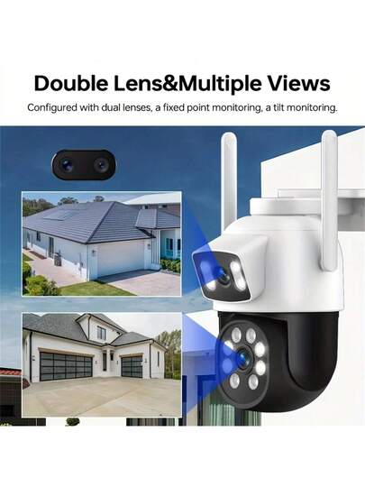 2.4G/5G WiFi Dual Lens Outdoor Surveillance Camera, High Definition Intelligent Monitoring Display Of Static Moving Images, PTZ Featuring Night Vision Function, Motion Detection, 355° Pan Tilt Rotation 90° Elevation Vision, Two Way Audio, Alert, Application Control, CCTV Camera Connected To Mobile Phone, Wand Mounted Security Indoor view 4