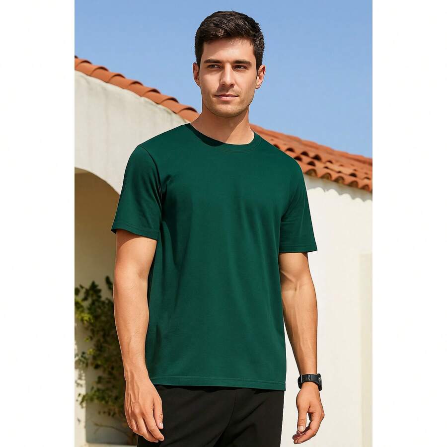 Playera Básica de Corte Regular – Comodidad y Estilo Casual - Verde Bosque - Ver 1