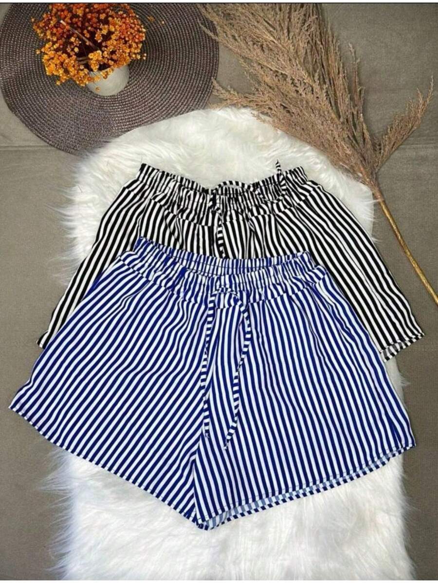 DUNA STRIPED LOOSE SHORTS KIT, SUMMER BOLGUEIRA - Royal Blue - View 1