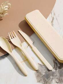 1 Set Posate Portatili, Set di Posate in Plastica Portatili con Coltello, Forchetta e Cucchiaio con Custodia, Posate in Plastica Rinforzata, Posate da Campeggio, Set di Posate Riutilizzabili per Picnic e Uso Quotidiano (con Scatola di Conservazione), Set di Posate in Plastica con Custodia, Cucchiaio, Coltello, Forchetta, Posate da Campeggio Portatili per Uso Quotidiano, Esterno, Picnic, Viaggio (Grande), Forniture Scolastiche, Essenziali per il Ritorno a Scuola, Regali di Natale