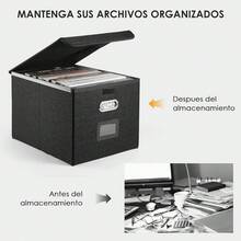 TECHVIDA Caja de Almacenamiento de Archivos con Tapa, Caja Organizadora de Achivos Portátil de Lino, Almacenamiento Plegable, Caja Organizadora de Archivos con, Apto para Oficina o Hogar (Negro) - Negro - Ver 5