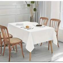 6-Pack Elegant White Polyester Tablecloth For Outdoor Parties - Rectangular Design, Perfect For Holiday Celebrations, Birthdays, Weddings