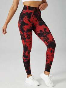 Women Sports Leggings - 大紅 - 查看 3
