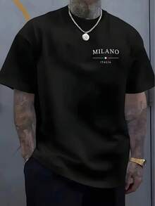 Men's White T-Shirt - Minimalist Casual Crewneck Tee - Breathable Everyday Shirt For Office, Gym, Travel - Machine Washable Everyday Essential Apparel, Gym Attire, Smooth Texture Fabric - 黑色 - 查看 1