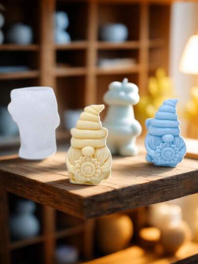 1pc Silicone Stick Flower Old Man Christmas Decoration Candle Silicone Mold DIY Holiday Gift Fragrance Stone Plaster Decor Silicone Mold