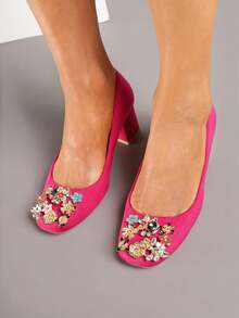 Elegantes tacones de bloque con rhinestones para mujer - Fiesta/Formal - Primavera/Otoño - Morado Violeta - Ver 4