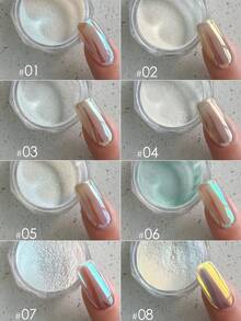8pcs/Set Holographic Nail Powder, Starry Sky Theme Holographic/Shimmery Powder, Captivating, Suitable For Spring & Summer, For Women & Girls, Professional Nail Salon Use - 彩色 - 查看 12
