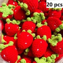 3/5/10/20/30pcs Handmade Crochet Red Strawberry Ornaments | Red And Green Knitted Wool Pendants, Suitable For Keychains, Phone Accessories And DIY Crafts - Perfect Birthday Gift Decor, Bag Charms, Playful Design, Fabric Texture, Crochet Accessories, Great For Thanksgiving - Red - View 17