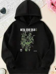 Metal Gear Solid 3 Snake Eater Characters Graphic Design Game Cotton Hoodie,Fall Hoodies,Men's Fall Clothes,Street Wear,Halloween,Mens Hoodies,Y2k Clothes,Jesus Hoodie,Thanksgiving Day,Nightmare Before Christmas,Christmas - 黑色 - 查看 1
